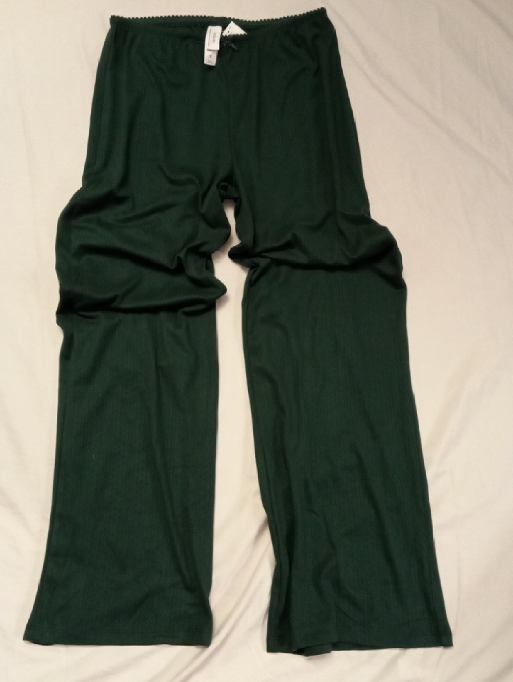 Auden Emerald Green Ribbed Lounge Pants with Bow Trim